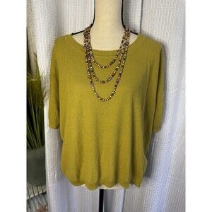 PLANET Lauren G Women’s One Size Green Pima Cotton Knit Short Sleeve Tunic Top